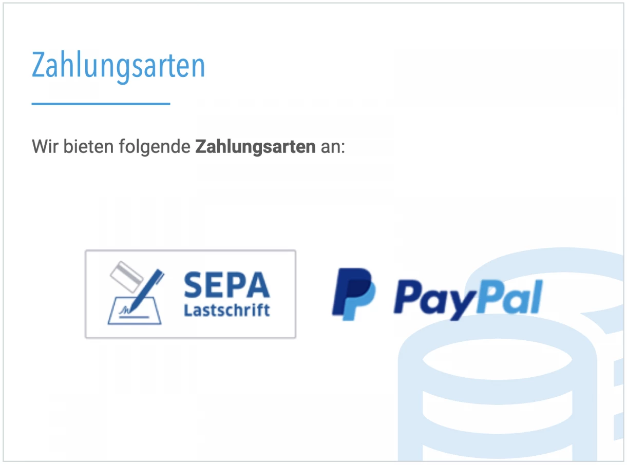 zahlungsarten PayPal und Lastschrift